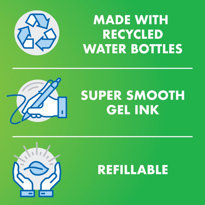 PILOT B2P Colors - Bottle to Pen Refillable & Retractable Rolling Ball Gel Pen Made From Recycled Bottles, Fine Point, Assorted Color G2 Inks, 5-Pack (36621) - Image 4